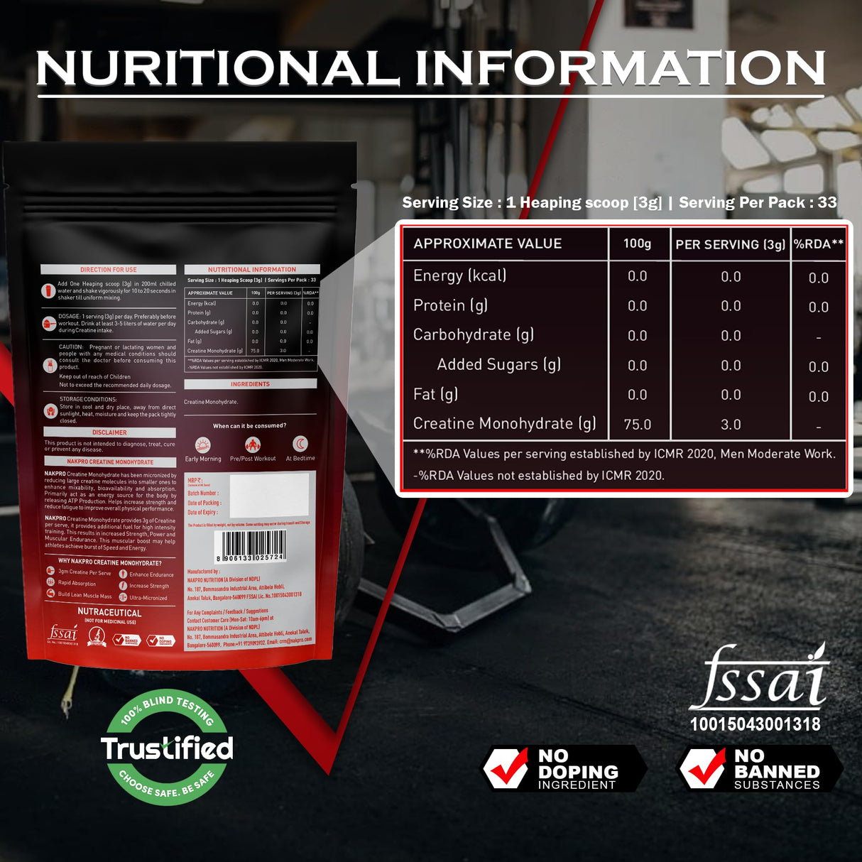 NAKPRO Impact Whey Protein 1 Kg with Creatine Monohydrate 100 Gm and Shaker