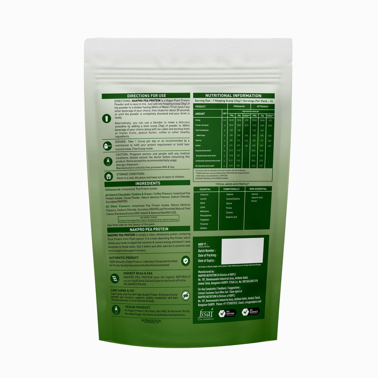 NAKPRO Pea Protein 500 Gm