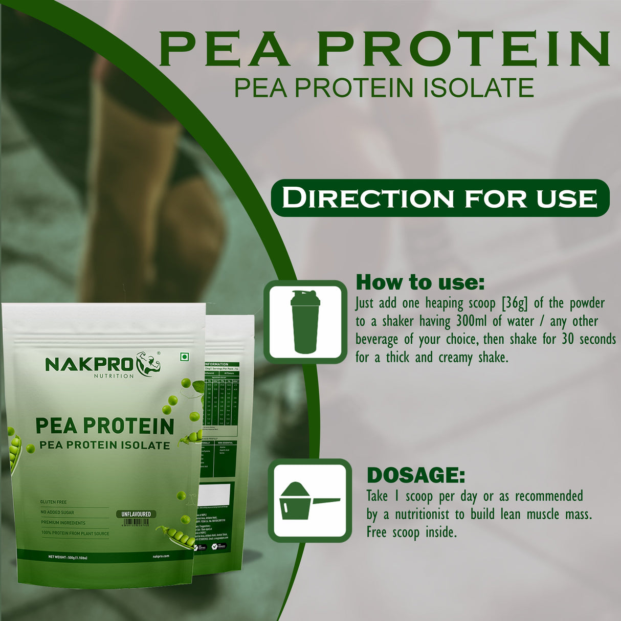 NAKPRO Pea Protein 500 Gm
