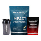 NAKPRO Impact Whey Protein 1 Kg with Creatine Monohydrate 100 Gm and Shaker