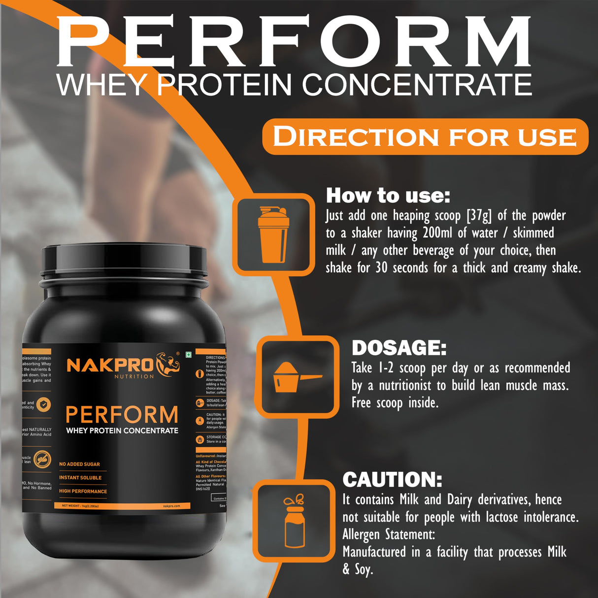 NAKPRO Perform Whey Protein Concentrate Jar 1 Kg