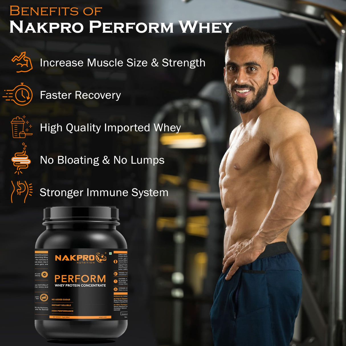 NAKPRO Perform Whey Protein Concentrate Jar 1 Kg