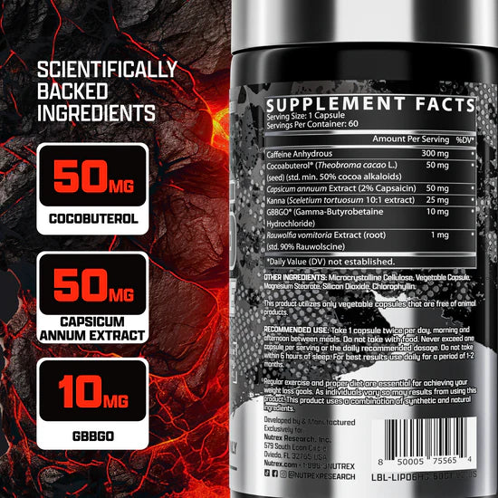 Nutrex Lipo 6 Hardcore For Maximum Fat Burning - 60 Capsules