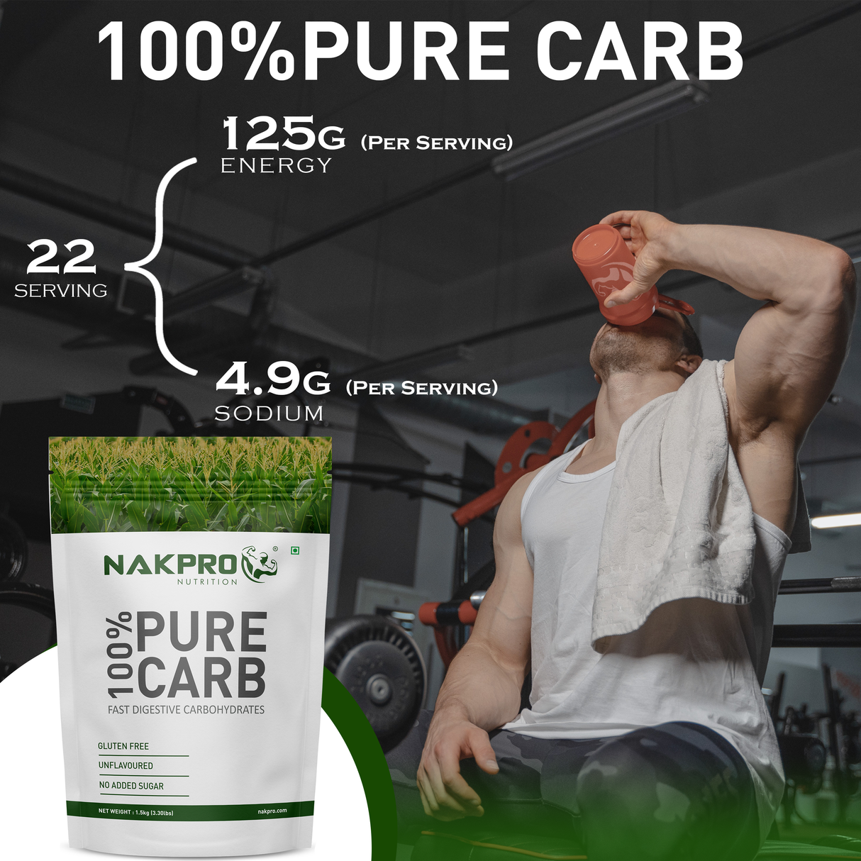NAKPRO 100 % Pure Carb 1.5 Kg