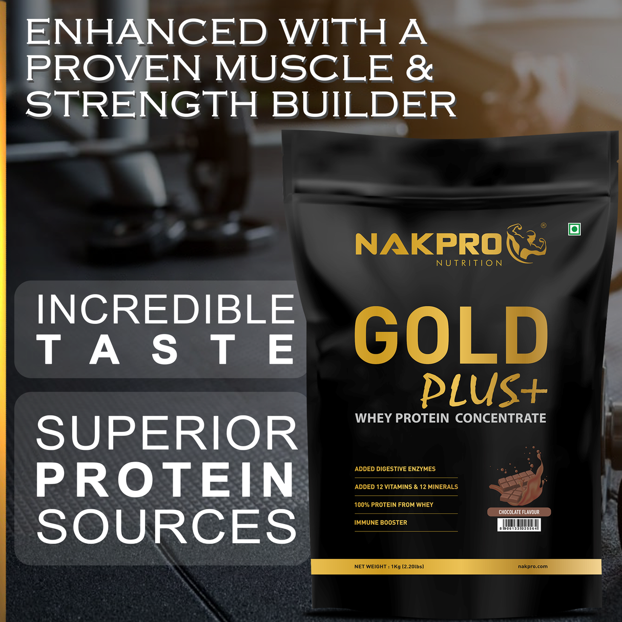 NAKPRO Gold Plus Whey Protein Concentrate 1 Kg