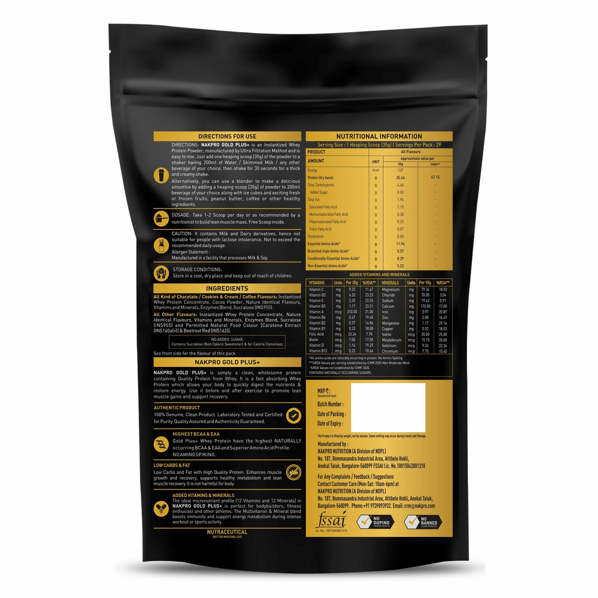 NAKPRO Gold Plus Whey Protein Concentrate 1 Kg