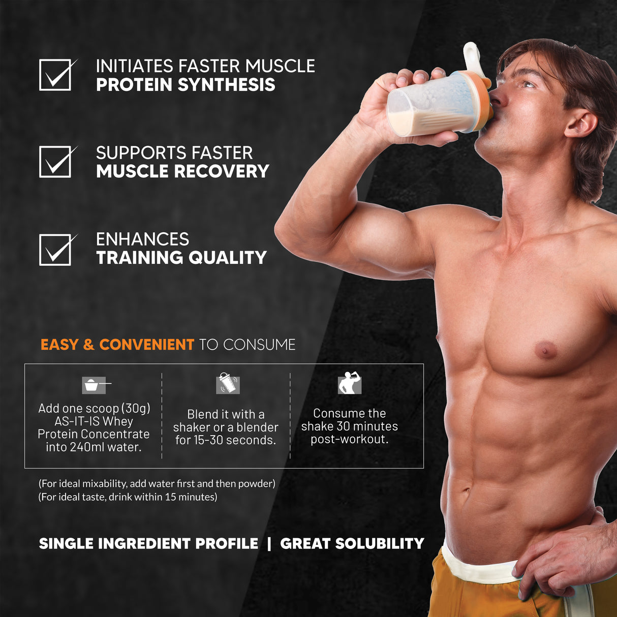 AS-IT-IS Nutrition Raw Whey Protein Concentrate 80% Unflavoured - 500g