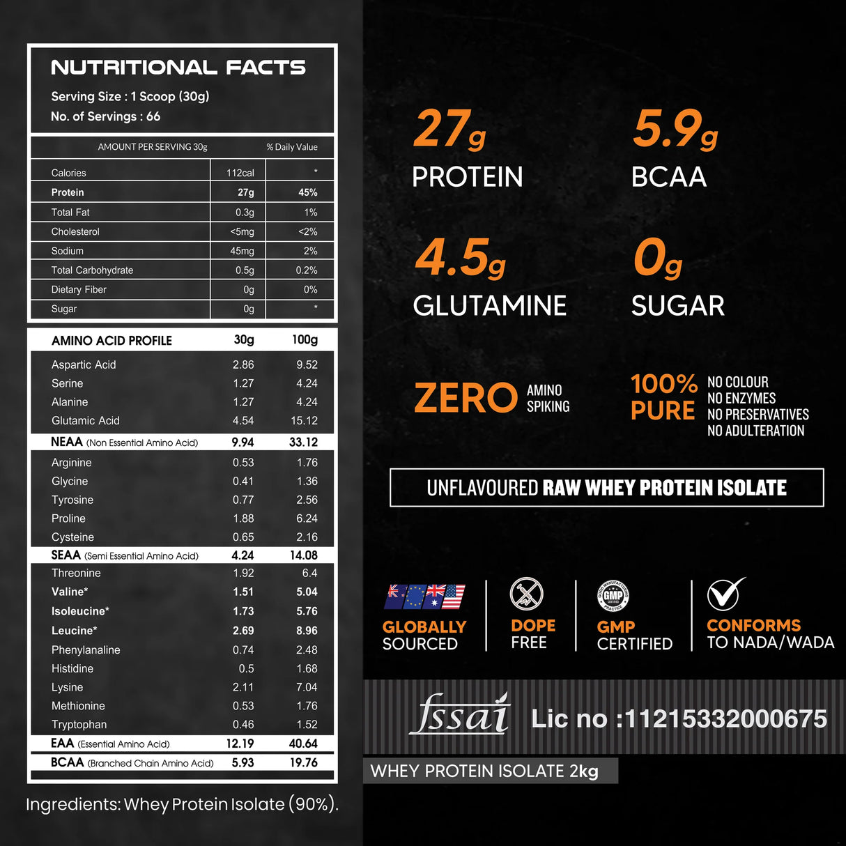 AS-IT-IS Nutrition Raw Whey Protein Isolate 90% -2 kg