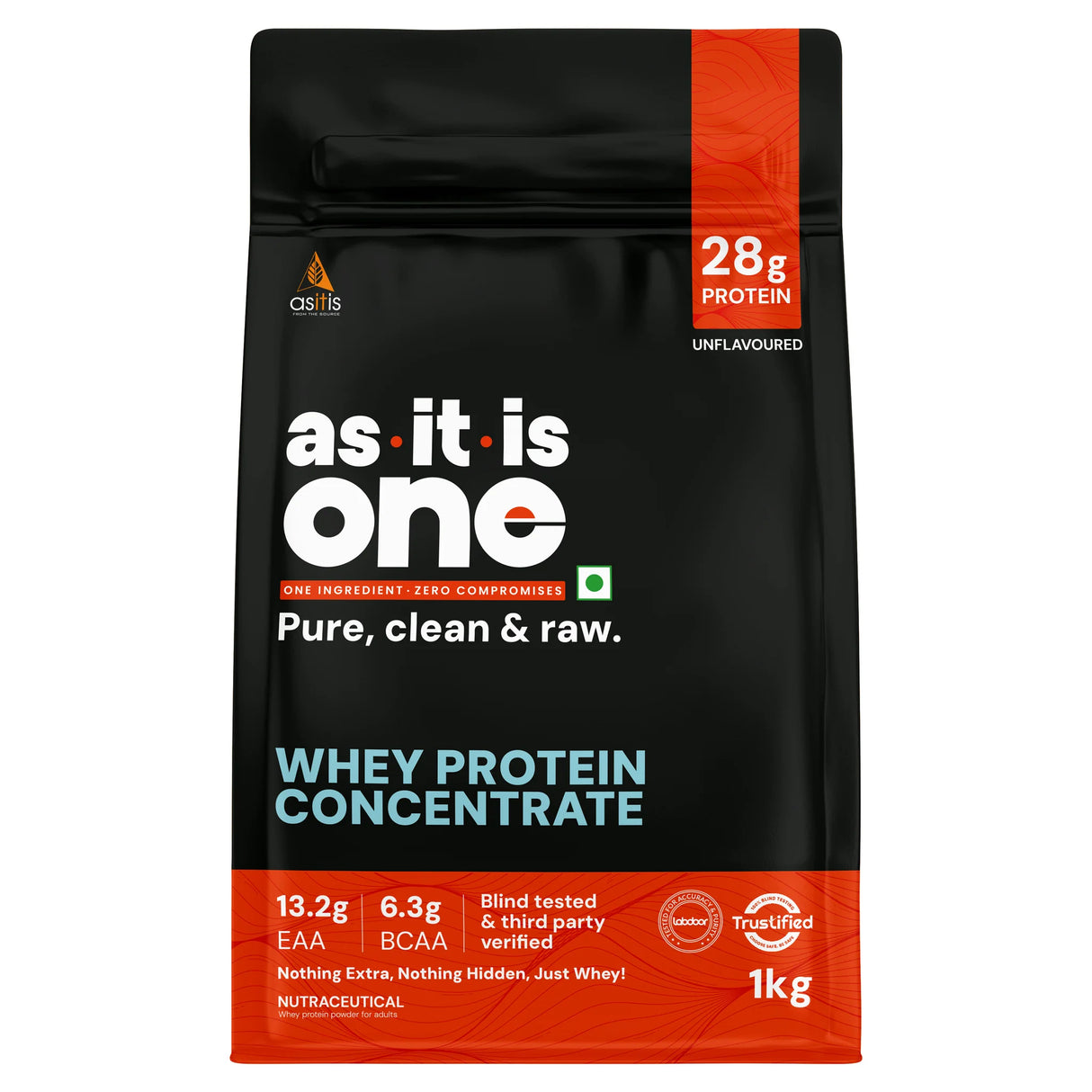 AS-IT-IS Nutrition Raw Whey Protein Concentrate 80% Unflavoured 1 kg