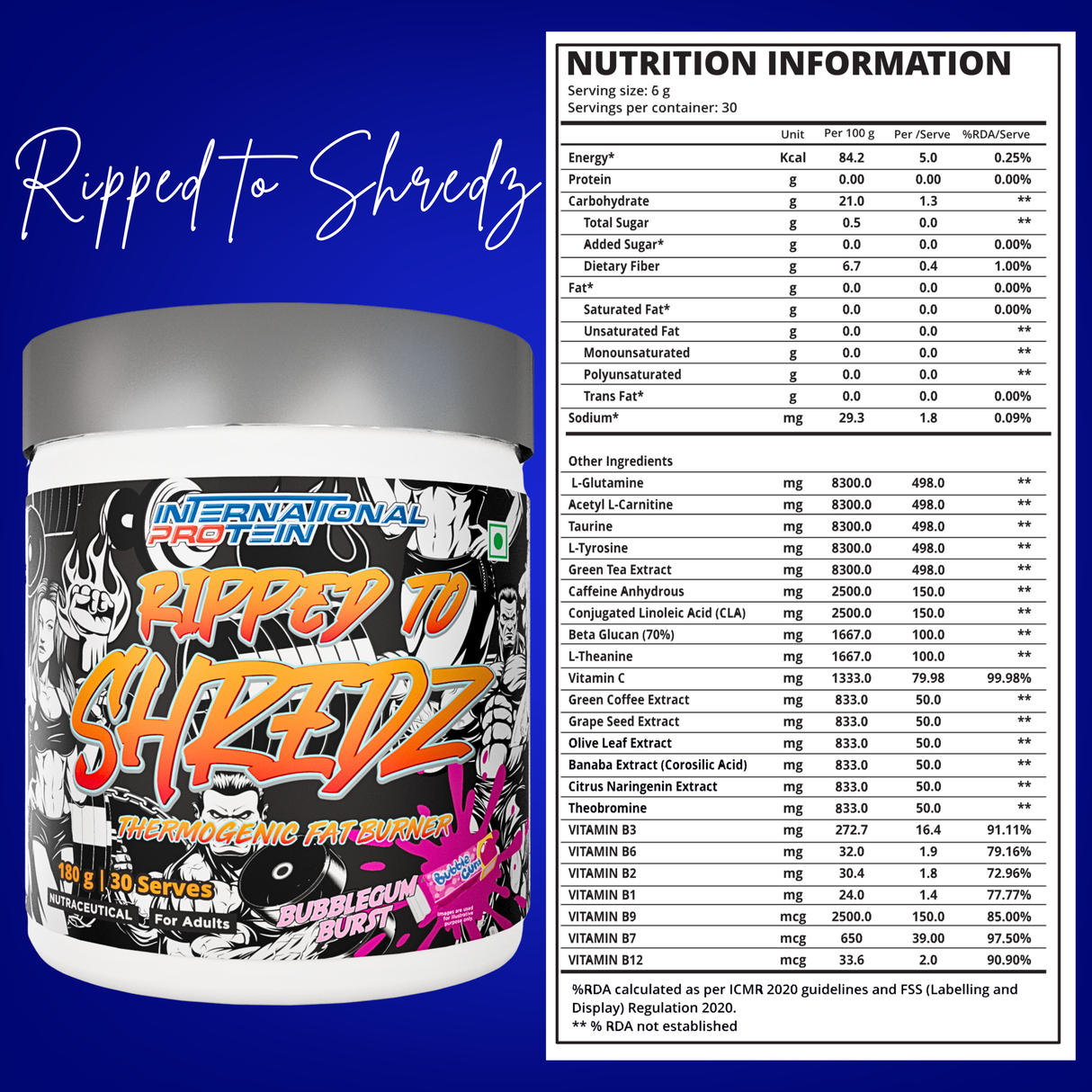 International Protein Ripped to Shredz 180g - 30 Servings