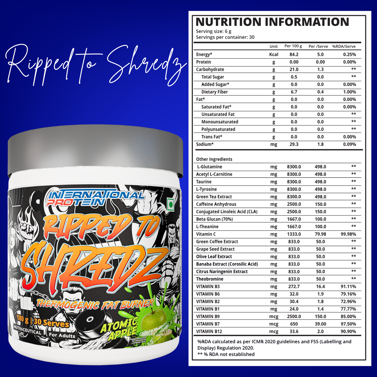 International Protein Ripped to Shredz 180g - 30 Servings