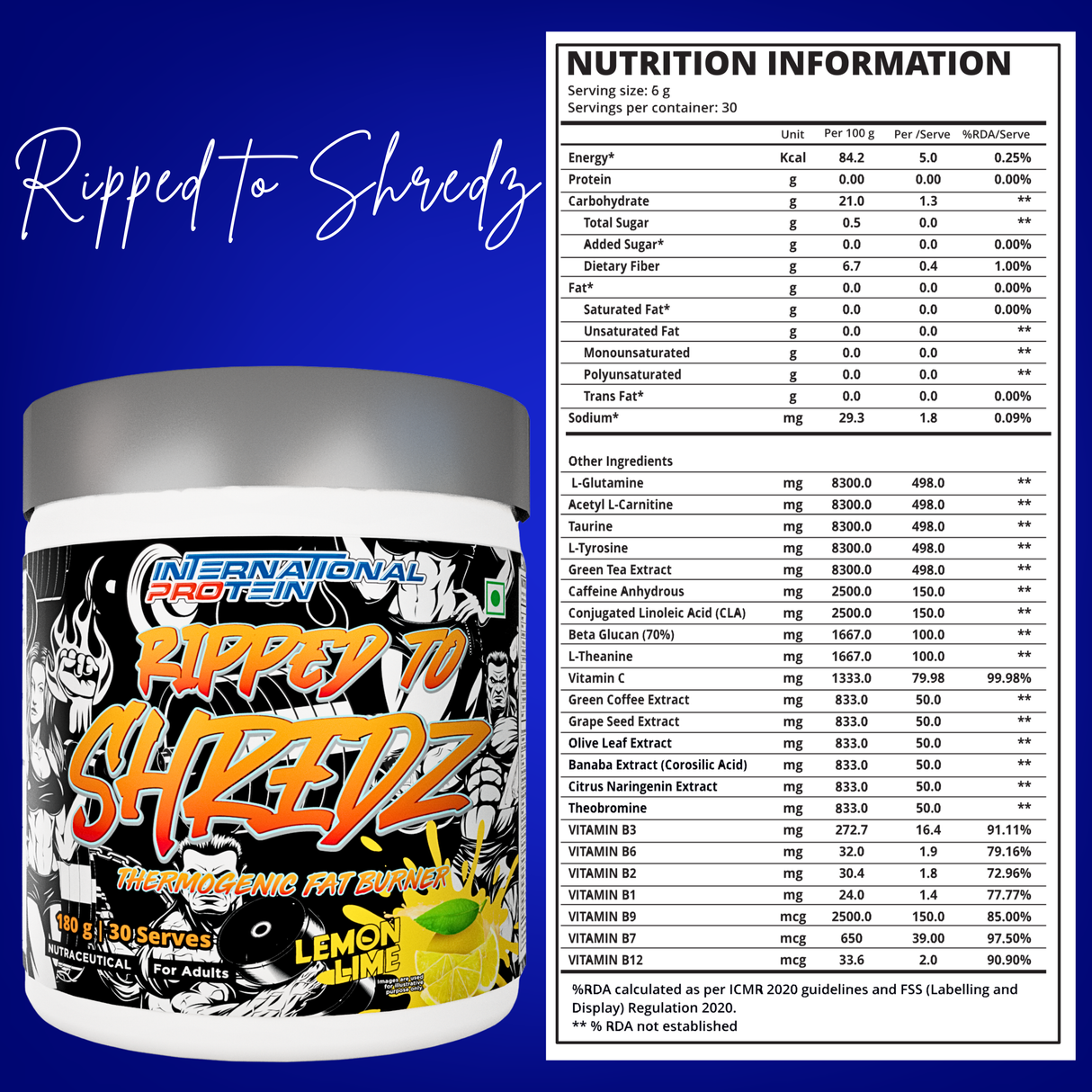 International Protein Ripped to Shredz 180g - 30 Servings