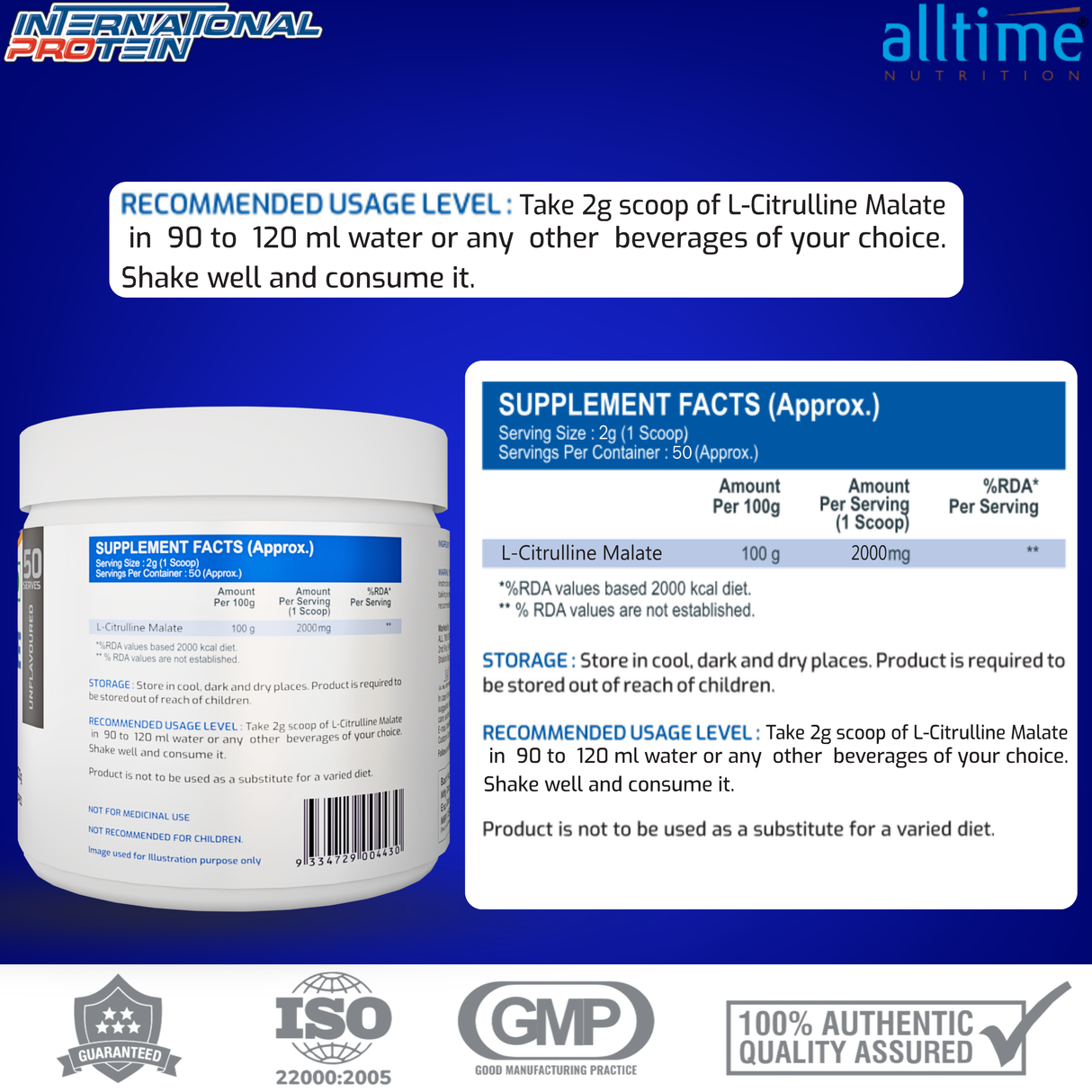 International Protein Citrulline Malate 100g - 50 Servings