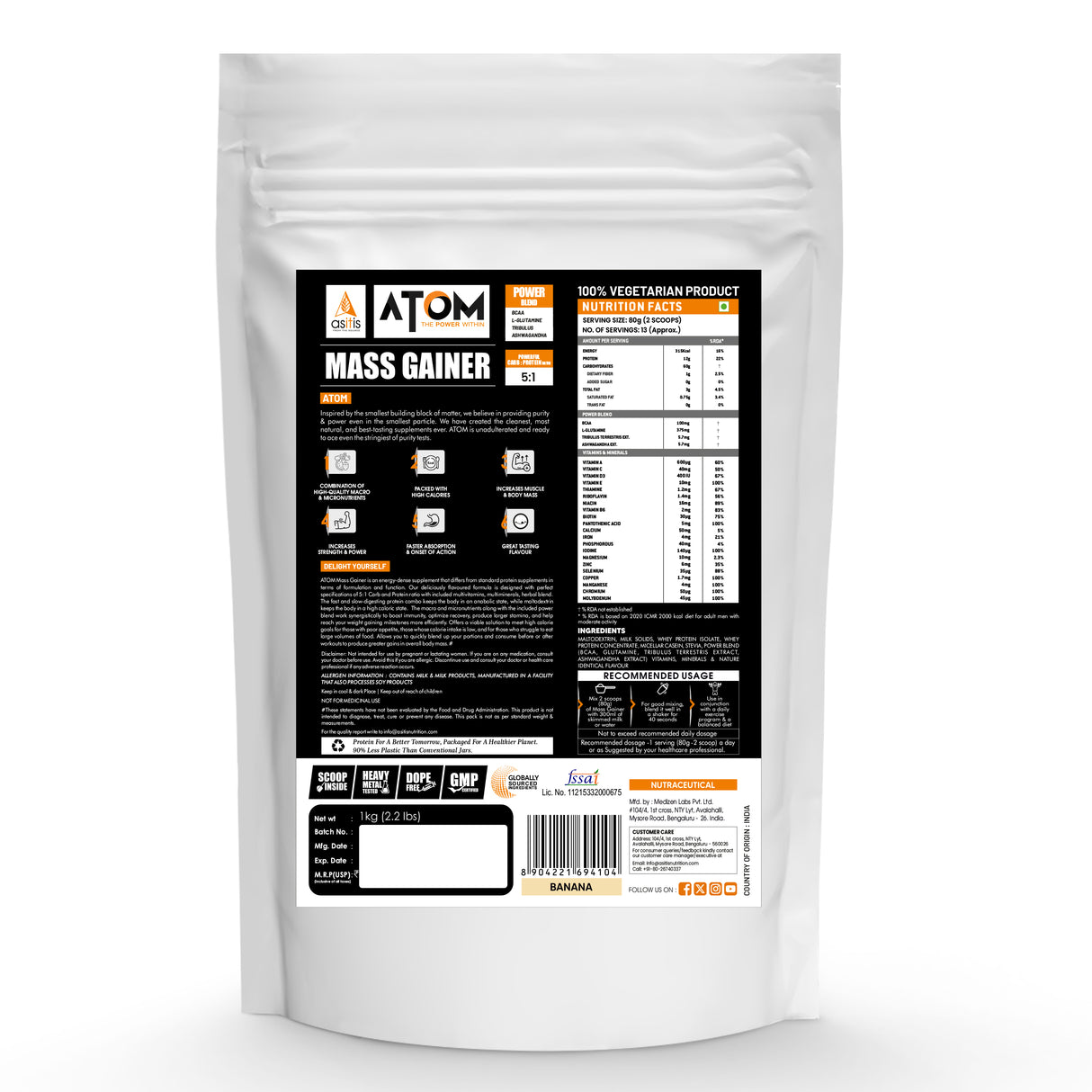 AS-IT-IS Atom Mass Gainer -1 Kg