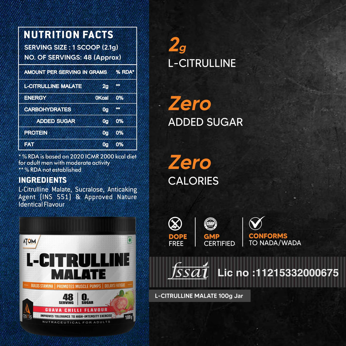 AS-IT-IS ATOM L Citrulline Malate - 48 Servings