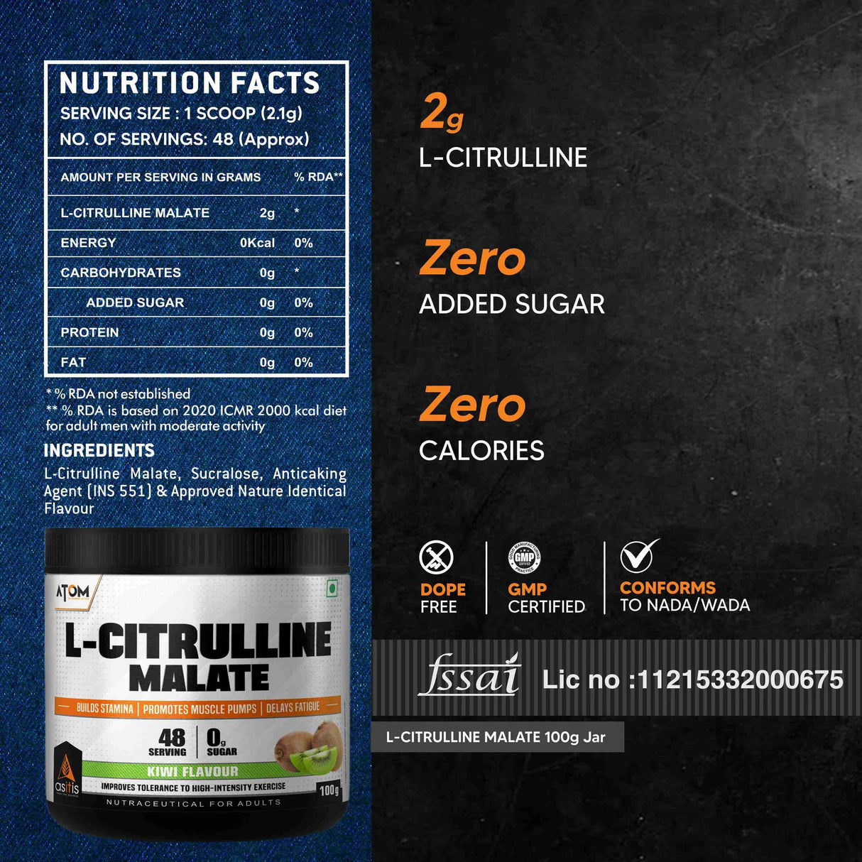 AS-IT-IS ATOM L Citrulline Malate - 48 Servings