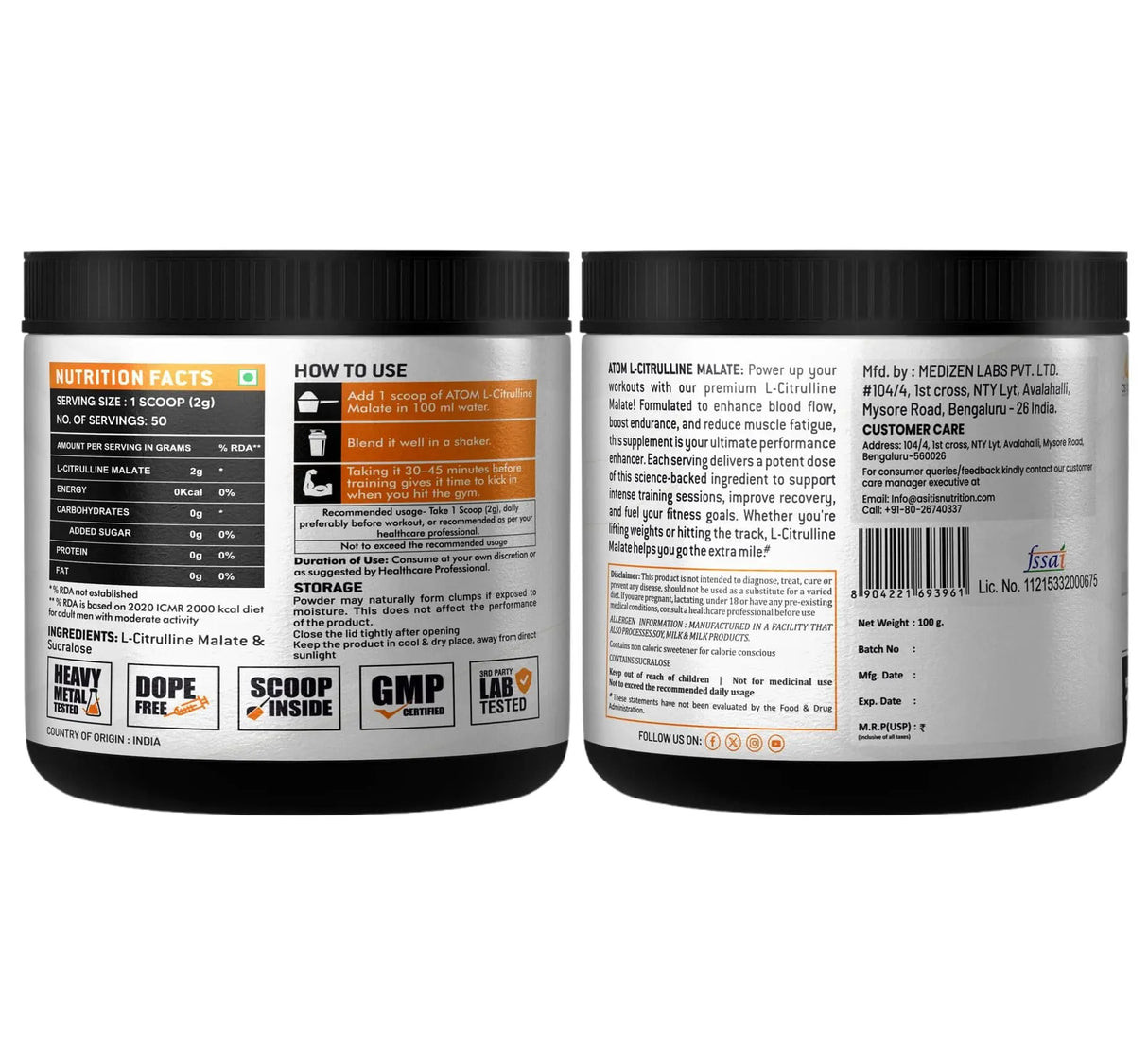 AS-IT-IS ATOM L Citrulline Malate - 48 Servings