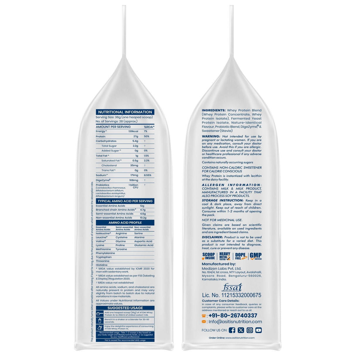 AS-IT-IS ATOM Whey Protein XL 1kg | Whey Protein with DigeZyme® & Fermented Yeast Protein