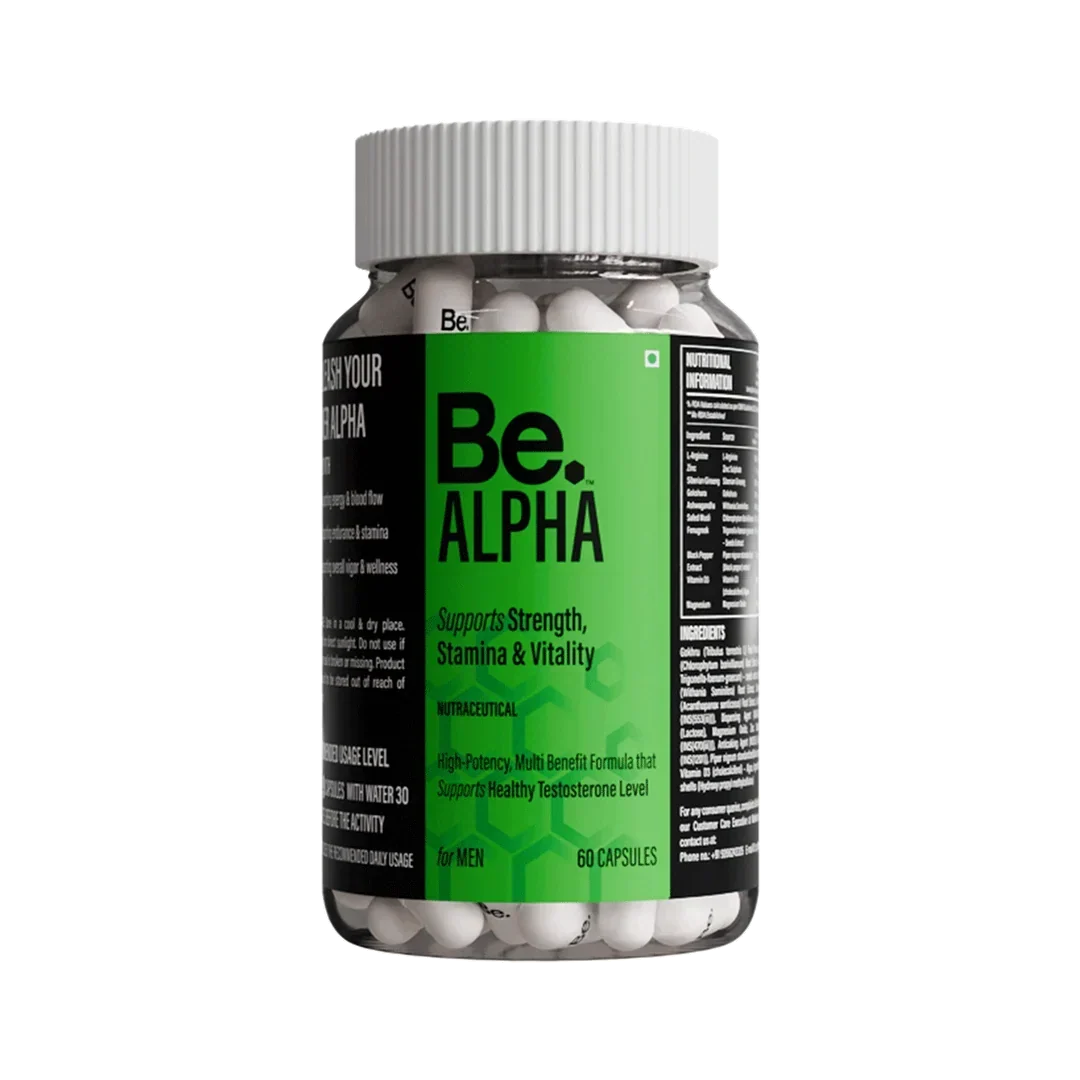 BE Wellness Alpha Men's Supplement | Ashwagandha, Safed Musli, Fenugreek & Ginseng | 60 Capsules