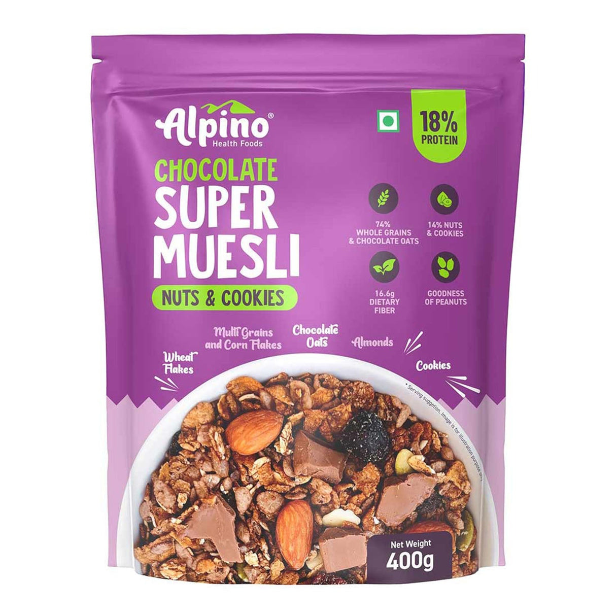 Alpino Super Muesli (Whole Grain Breakfast Cereal) - 400 gm