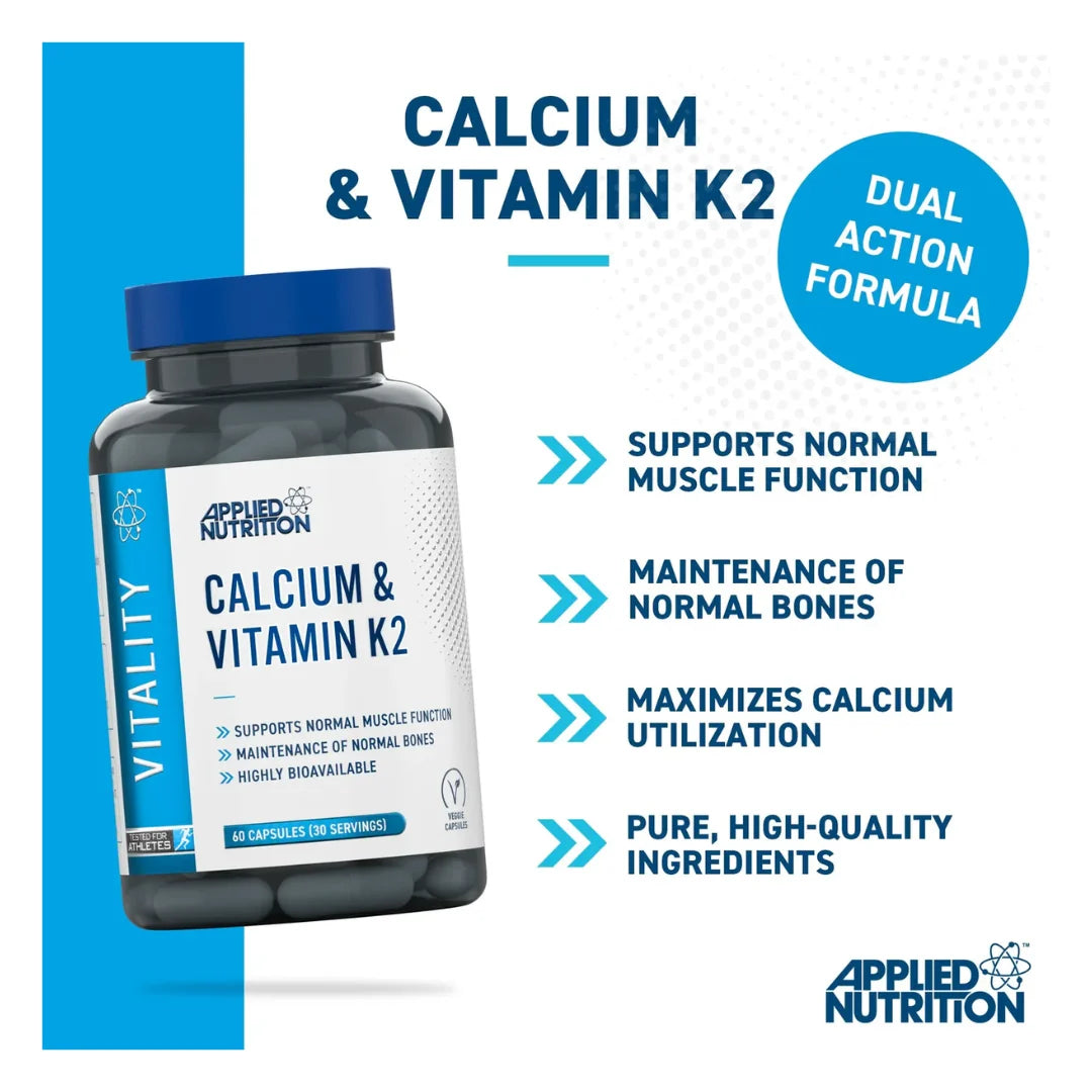 Applied Nutrition Calcium & Vitamin K2 | 60 Veggie Capsules
