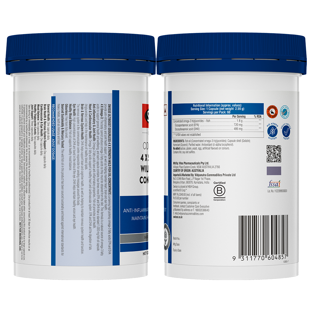 Swisse 4X Fish Oil Omega 3, 1800mg - 60 Capsules
