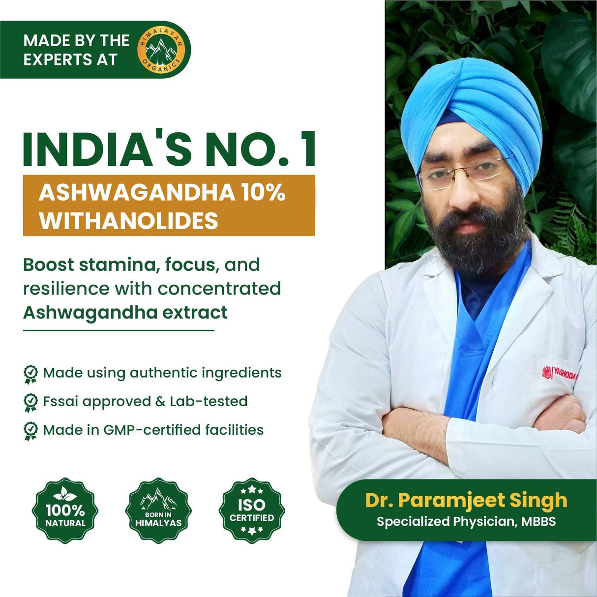 Vlado's Himalayan Organics, Ashwagandha 10% Withanolides 600mg, High Potency Ayurvedic Supplement - 30 Capsules