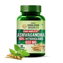 Vlado's Himalayan Organics, Ashwagandha 10% Withanolides 600mg, High Potency Ayurvedic Supplement - 30 Capsules