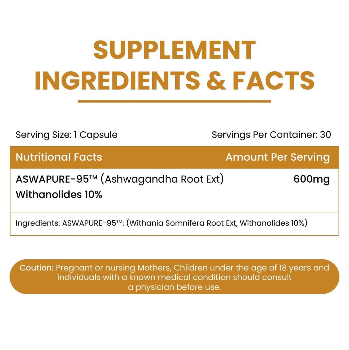 Vlado's Himalayan Organics, Ashwagandha 10% Withanolides 600mg, High Potency Ayurvedic Supplement - 30 Capsules