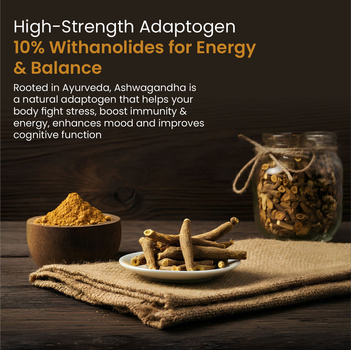 Vlado's Himalayan Organics, Ashwagandha 10% Withanolides 600mg, High Potency Ayurvedic Supplement - 30 Capsules