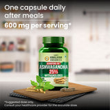 Vlado's Himalayan Organics, Ashwagandha 25% Withanolides 600mg, Maximum Potency Ayurvedic Supplement - 30 Capsules