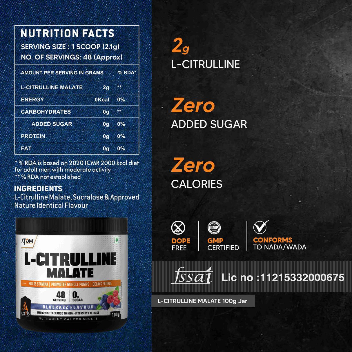 AS-IT-IS ATOM L Citrulline Malate - 48 Servings