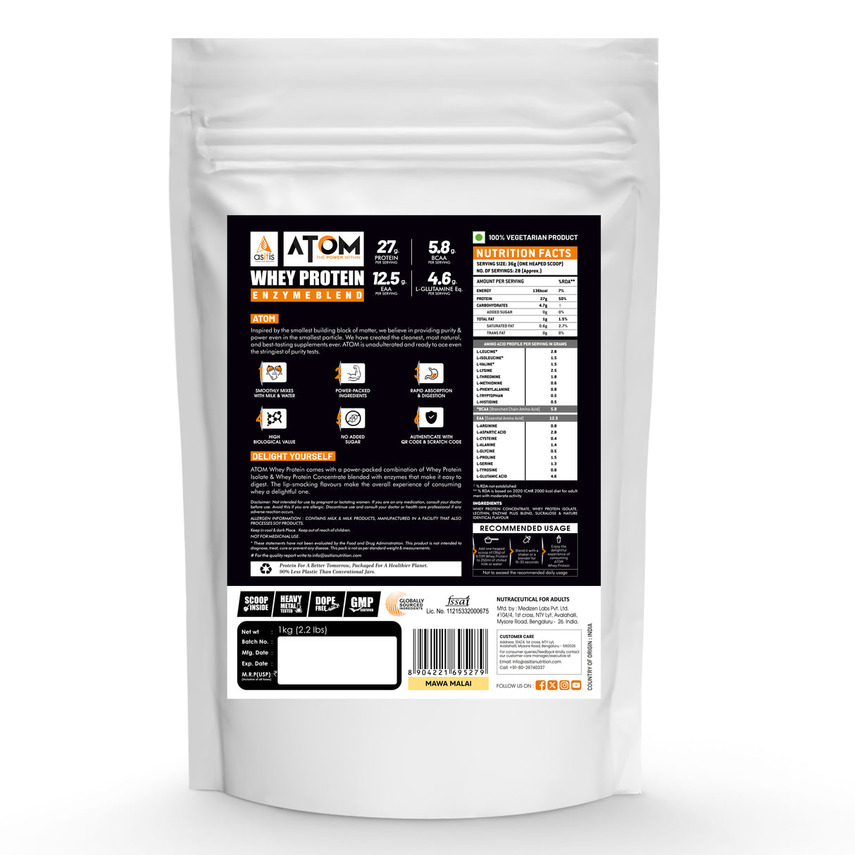 AS-IT-IS Atom Whey Protein with Digestive Enzymes 1 kg