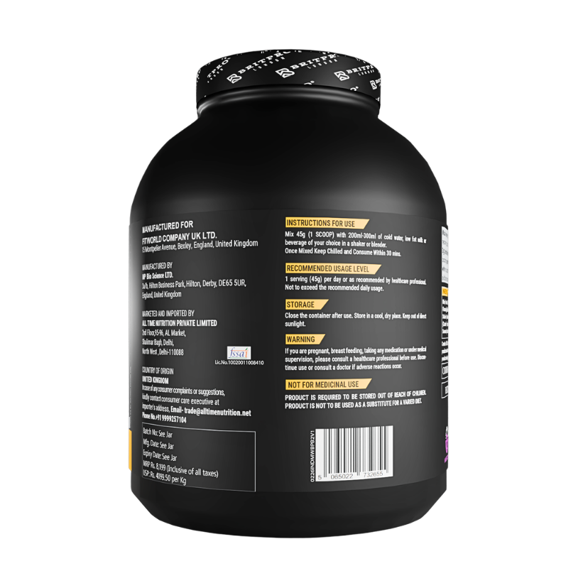 BRITPRO London Muscle Whey Protein Powder - 2kg | 44 Servings (INDIAN)