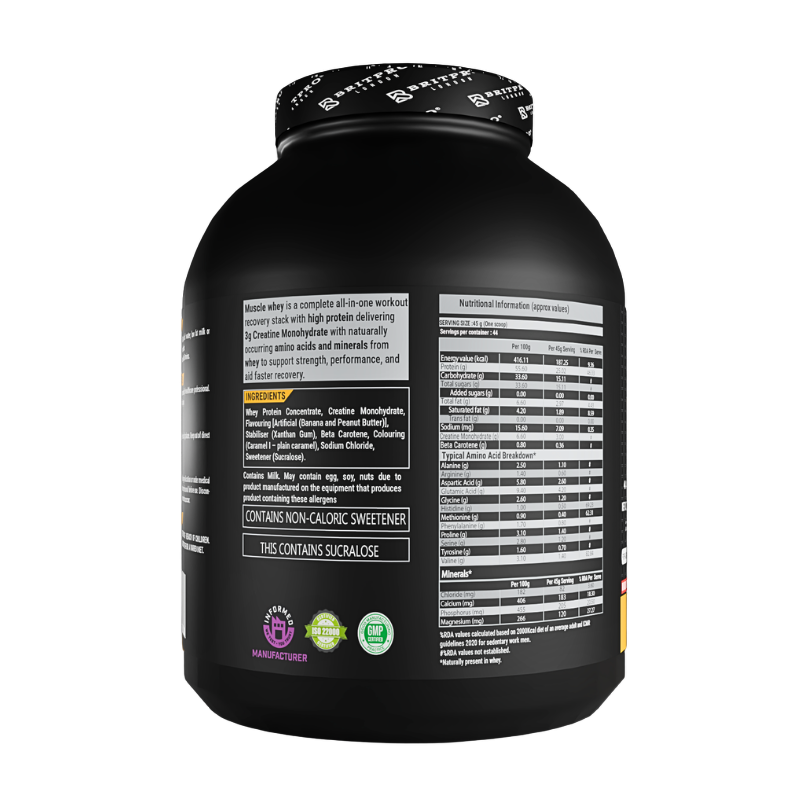 BRITPRO London Muscle Whey Protein Powder - 2kg | 44 Servings (INDIAN)