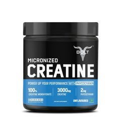 Bolt Nutrition Micronised Creatine Monohydrate | Energy Support for Heavy Workout | 100g, 33 Servings