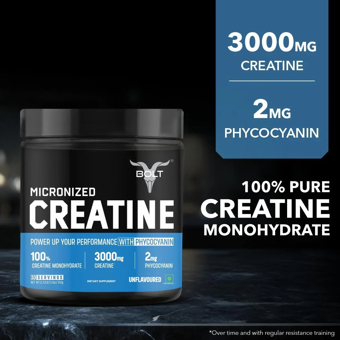 Bolt Nutrition Micronised Creatine Monohydrate 100g, 33 Servings