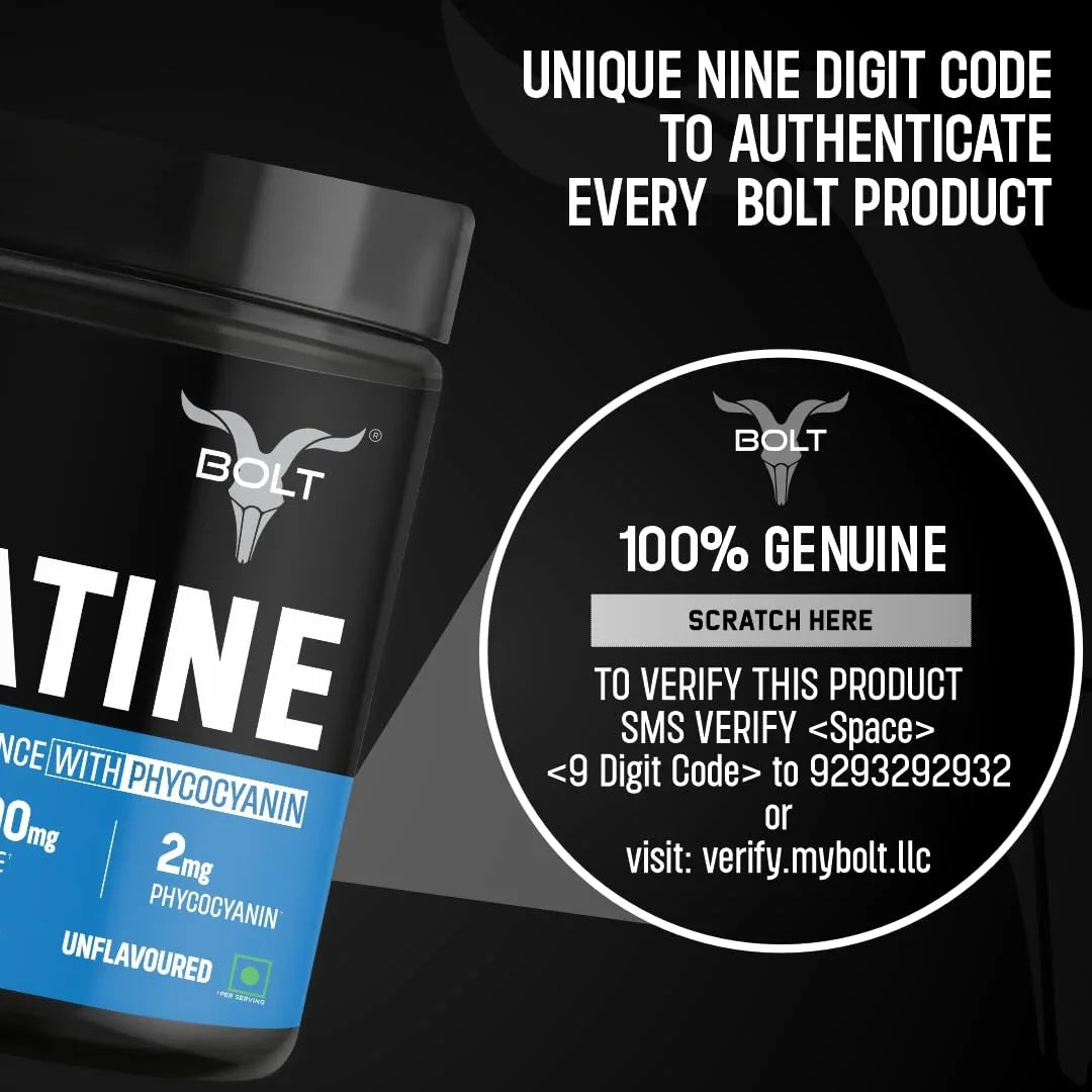 Bolt Nutrition Micronised Creatine Monohydrate 100g, 33 Servings