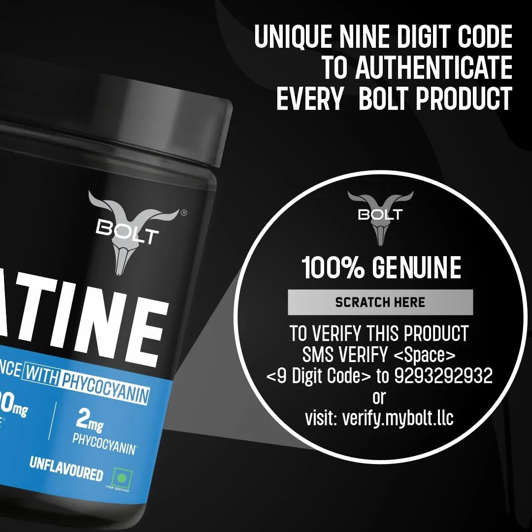 Bolt Nutrition Micronised Creatine Monohydrate 250g, 83 Servings