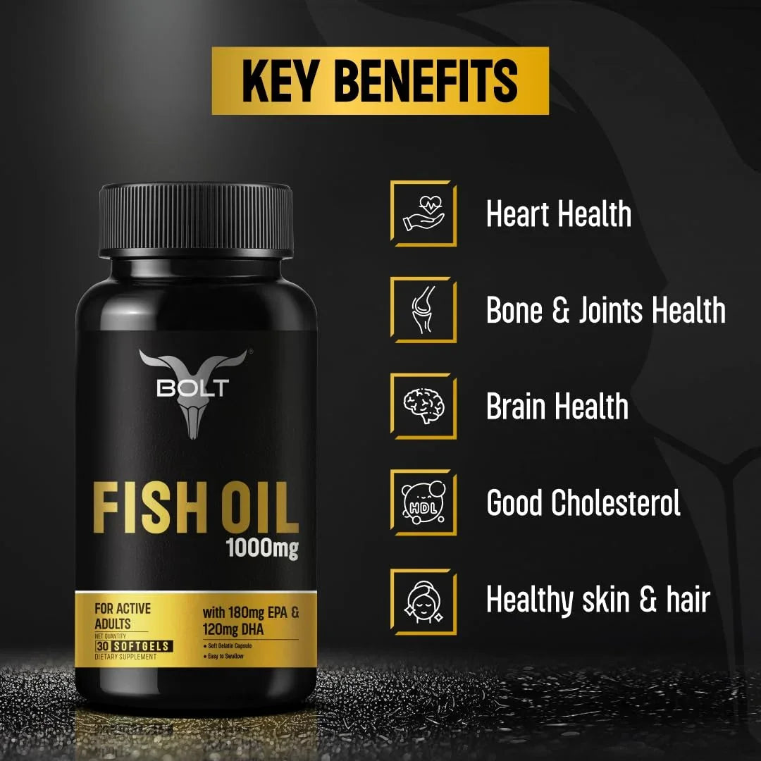 Bolt Nutrition Fish Oil 1000mg Capsules 30 Softgel Capsules
