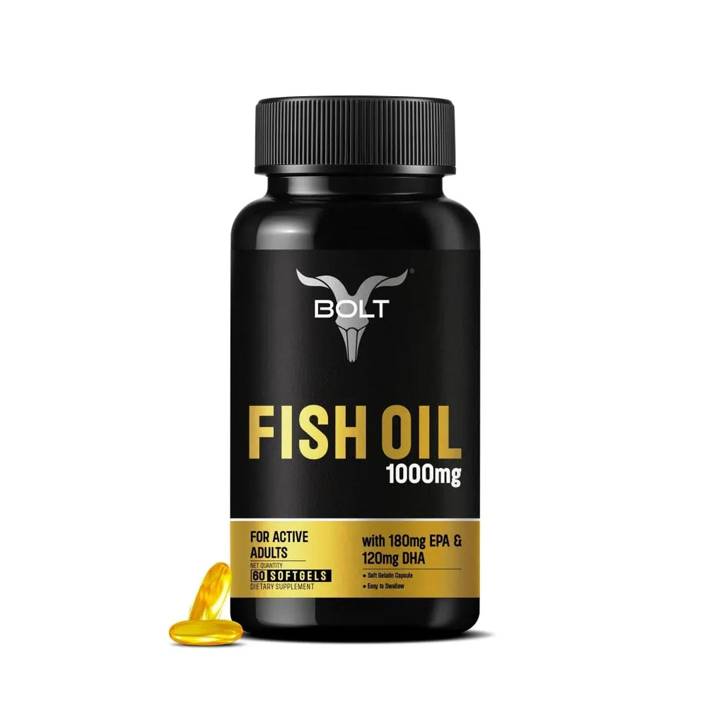 Bolt Nutrition Fish Oil 1000mg Capsules | Omega-3 Support | 60 Softgel Capsules