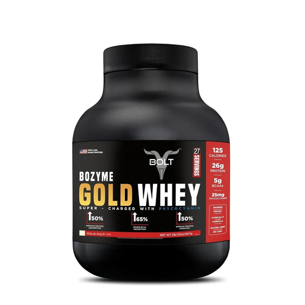 Bolt Nutrition Bozyme Gold Whey Protein Powder 2lb, 27 Servings