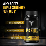 Bolt Nutrition Triple Strength Omega-3 Fish Oil 1300mg 30 Softgel Capsules