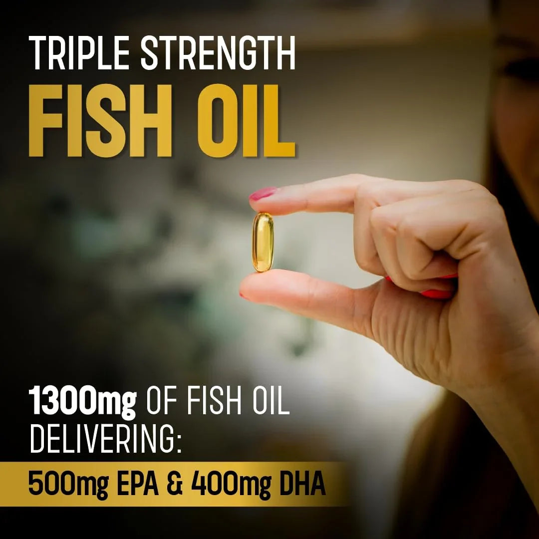 Bolt Nutrition Triple Strength Omega-3 Fish Oil 1300mg 60 Softgel Capsules