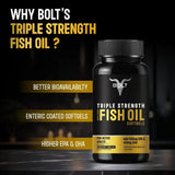 Bolt Nutrition Triple Strength Omega-3 Fish Oil 1300mg 60 Softgel Capsules