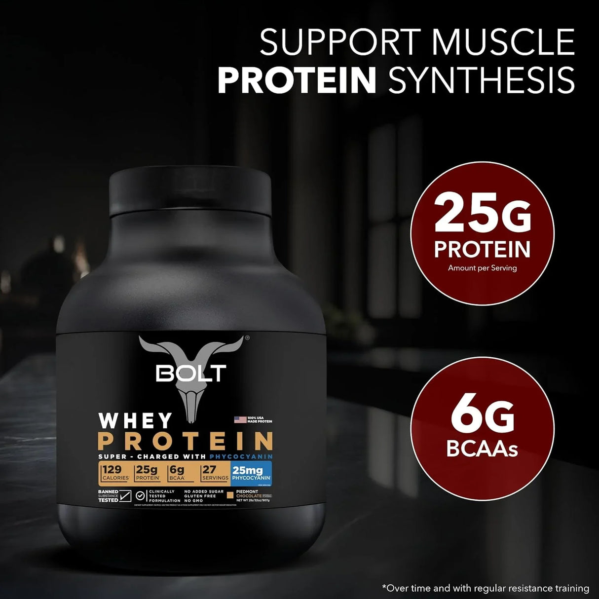 Bolt Nutrition 100% Whey Protein Powder 2lb, 27 Servings