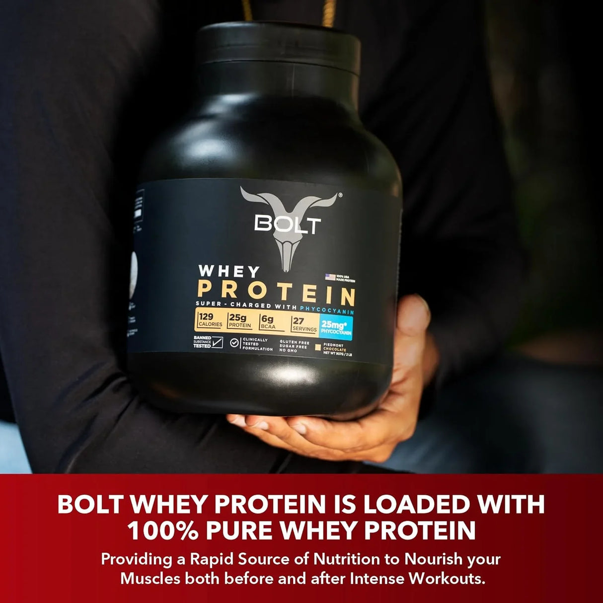Bolt Nutrition 100% Whey Protein Powder 2lb, 27 Servings