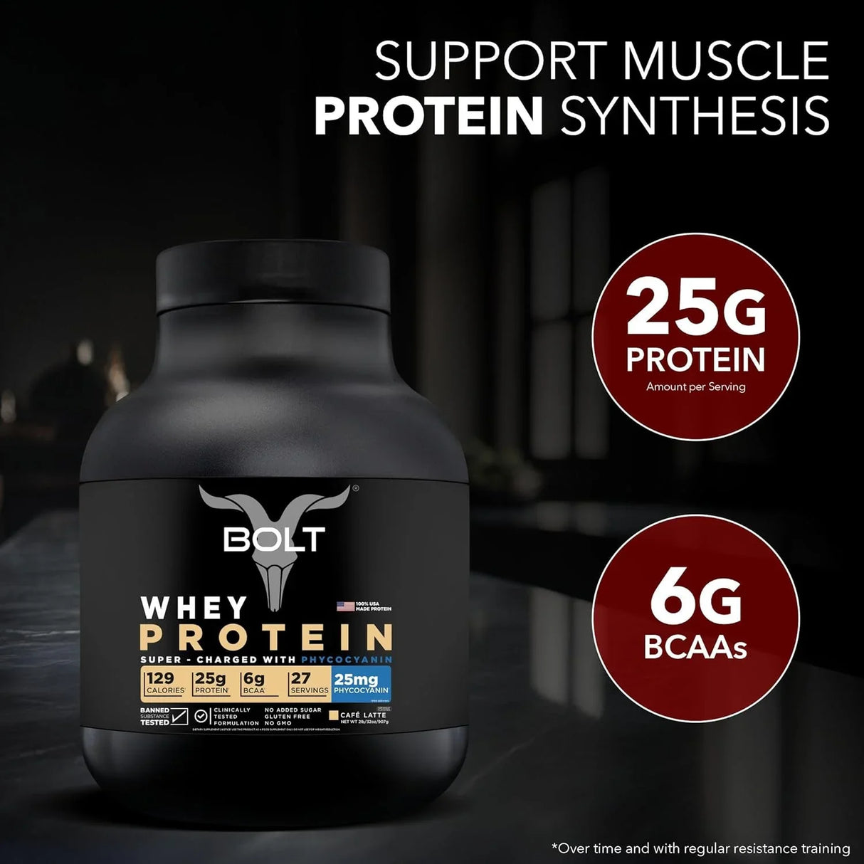 Bolt Nutrition 100% Whey Protein Powder 2lb, 27 Servings