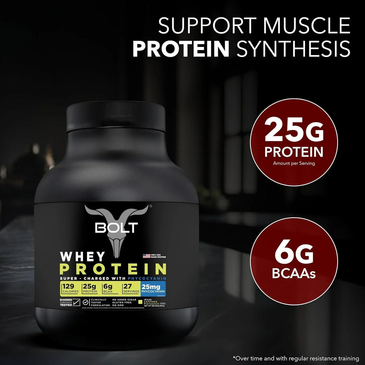 Bolt Nutrition 100% Whey Protein Powder 2lb, 27 Servings