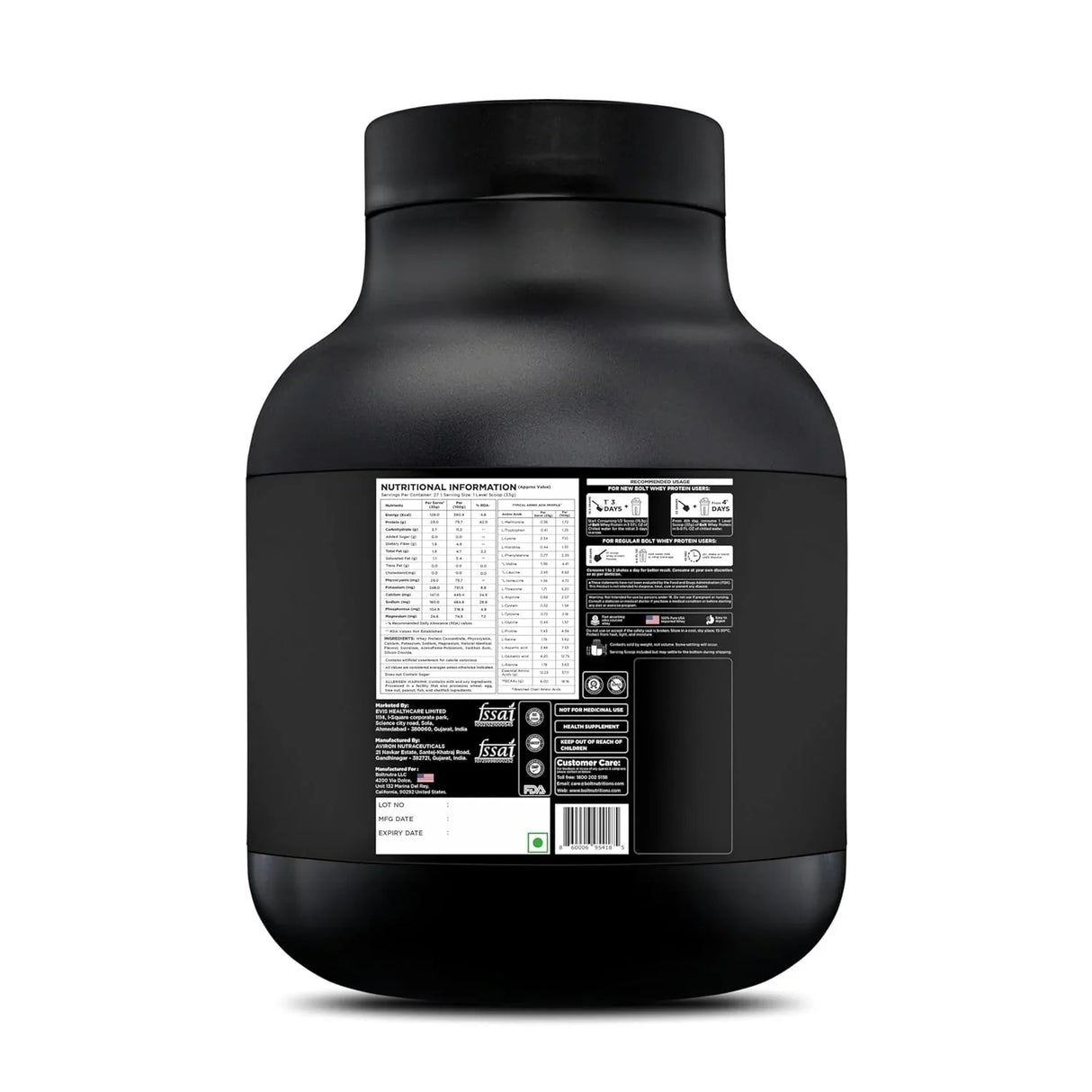 Bolt Nutrition 100% Whey Protein Powder 2lb, 27 Servings